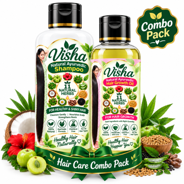 Visha 100% Ayurvedic hair growth Oil & Shampoo Combo Pack